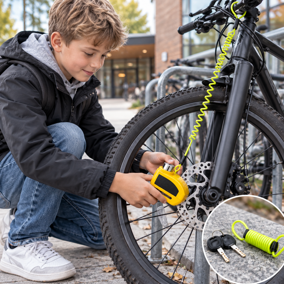 110 dB schijfremslot met alarm – Geschikt voor fietsen, bromfietsen en motorfietsen