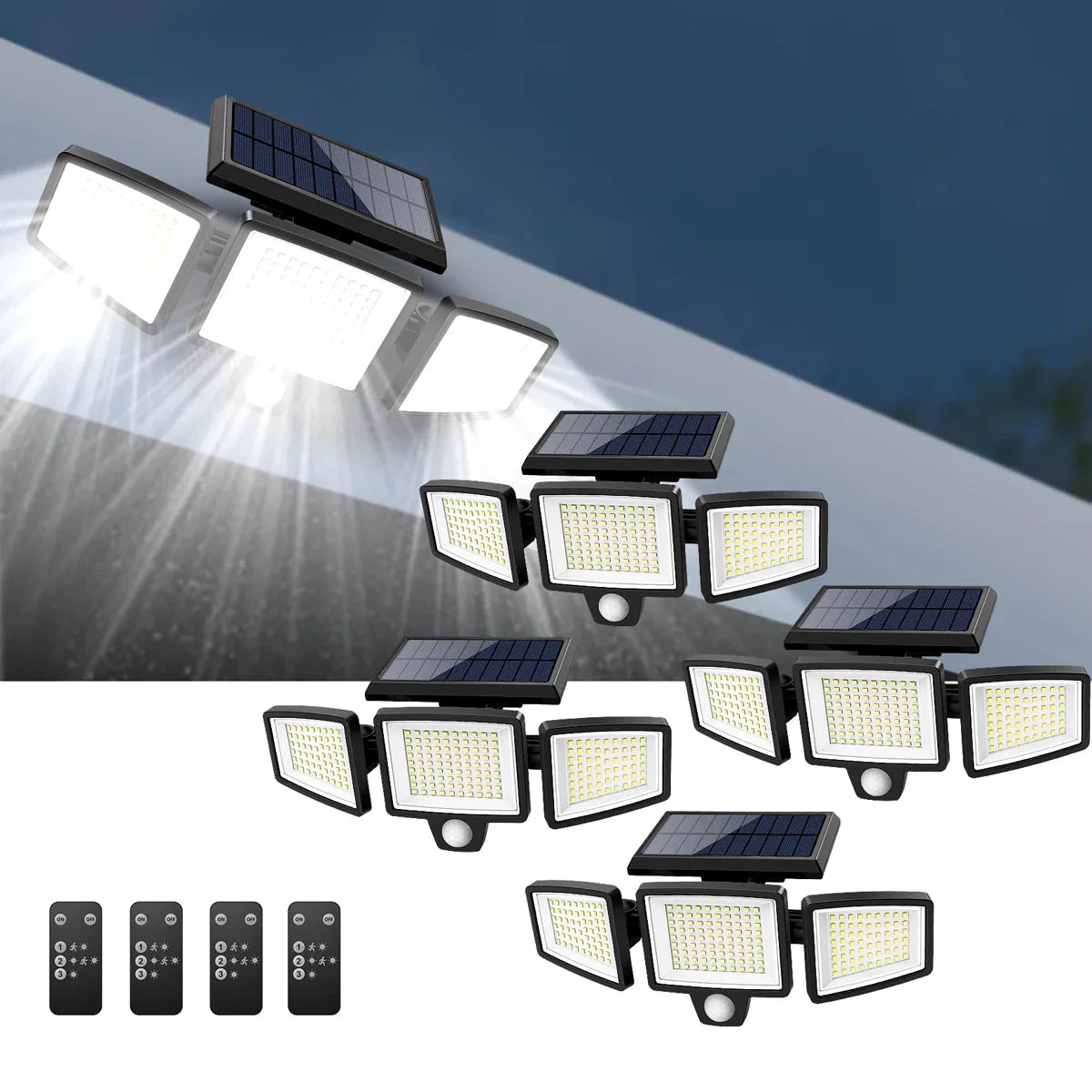 [200 LED] Solar Wandlamp met Bewegingssensor - Buitenverlichting op Zonne-energie - IP65 Waterdicht - 100% Besparing op Stroom