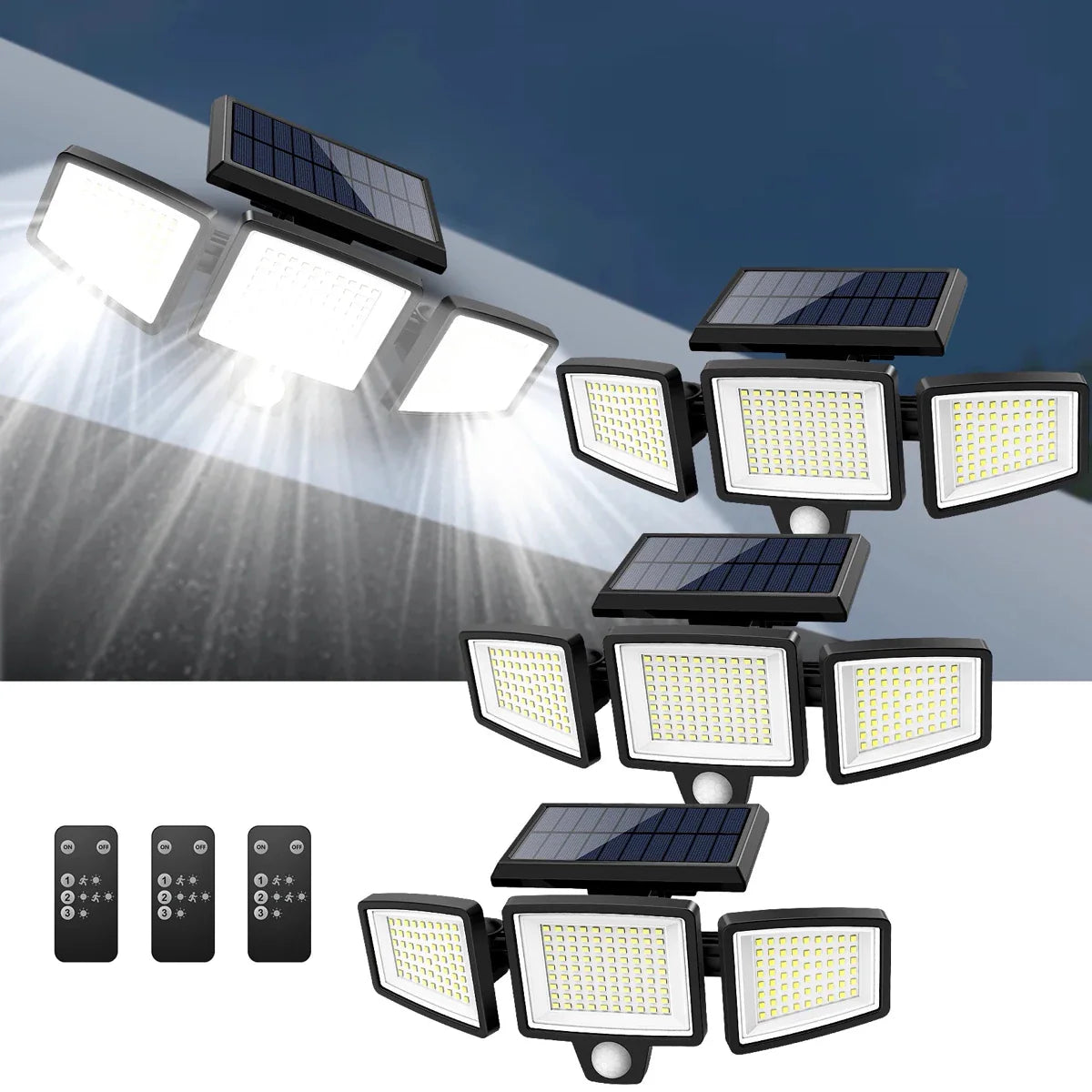 [200 LED] Solar Wandlamp met Bewegingssensor - Buitenverlichting op Zonne-energie - IP65 Waterdicht - 100% Besparing op Stroom