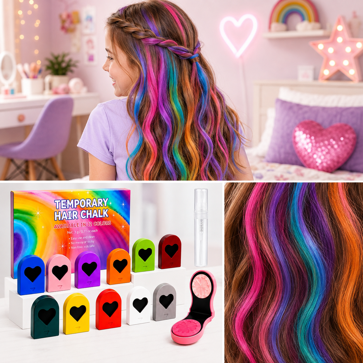 ColorPop haarkrijt – 12 uitwasbare kleuren