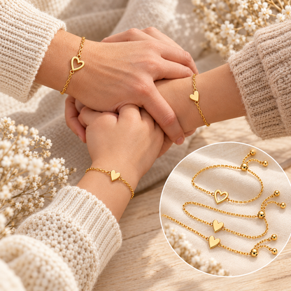 Hartjesarmband set – 14K vergulde hartjesarmband