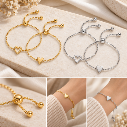 Hartjesarmband set – 14K vergulde hartjesarmband