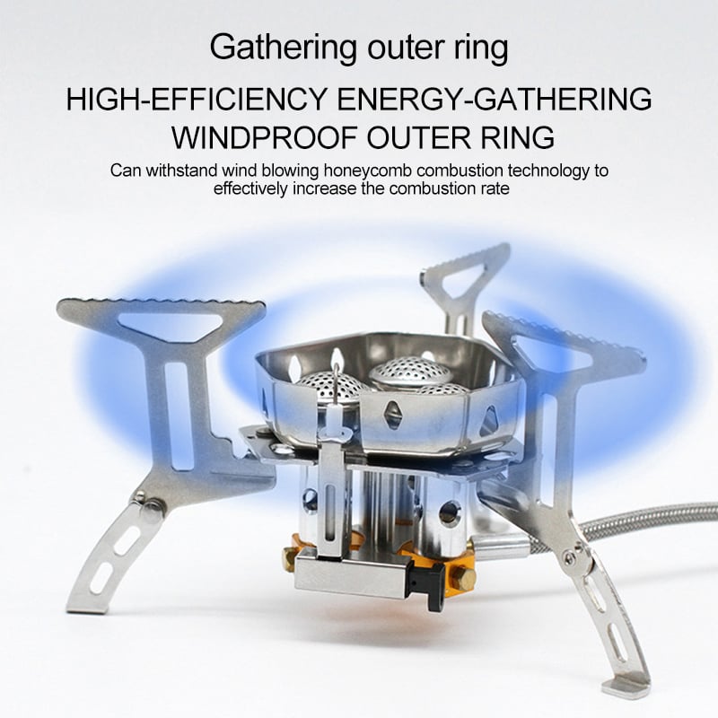 5800W Winddicht Camping Gasfornuis – Met Piëzo-ontsteking en Gasfles Adapter