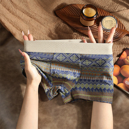 Hengittävät miesten bokserit geometrisella kuviolla – 1 setti (3 kappaletta)