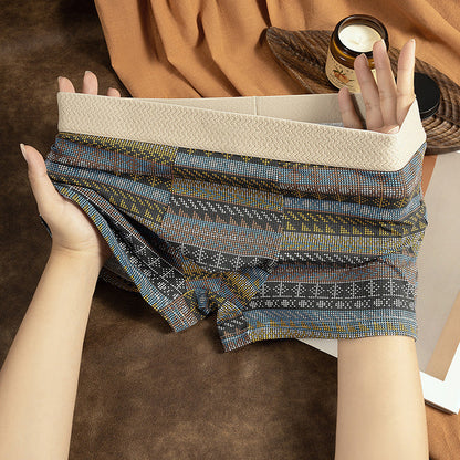 Hengittävät miesten bokserit geometrisella kuviolla – 1 setti (3 kappaletta)