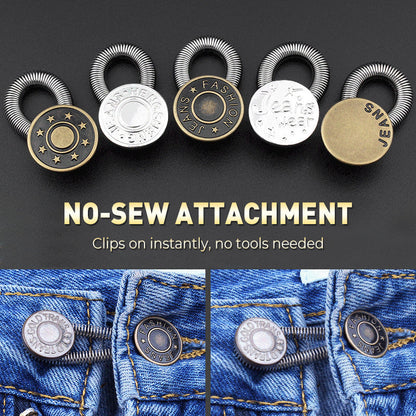 Verende metalen knoopverlenger voor jeans