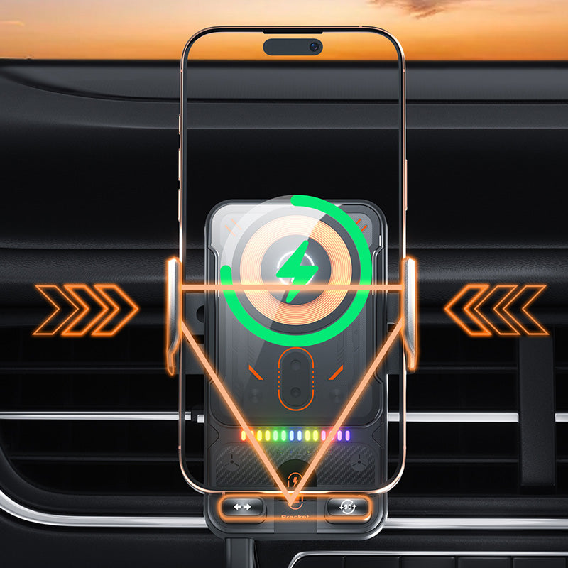Slimme Auto Telefoonhouder - 15W Snelle Draadloze Oplader - Automatisch Klemmend & Roterend - Universeel