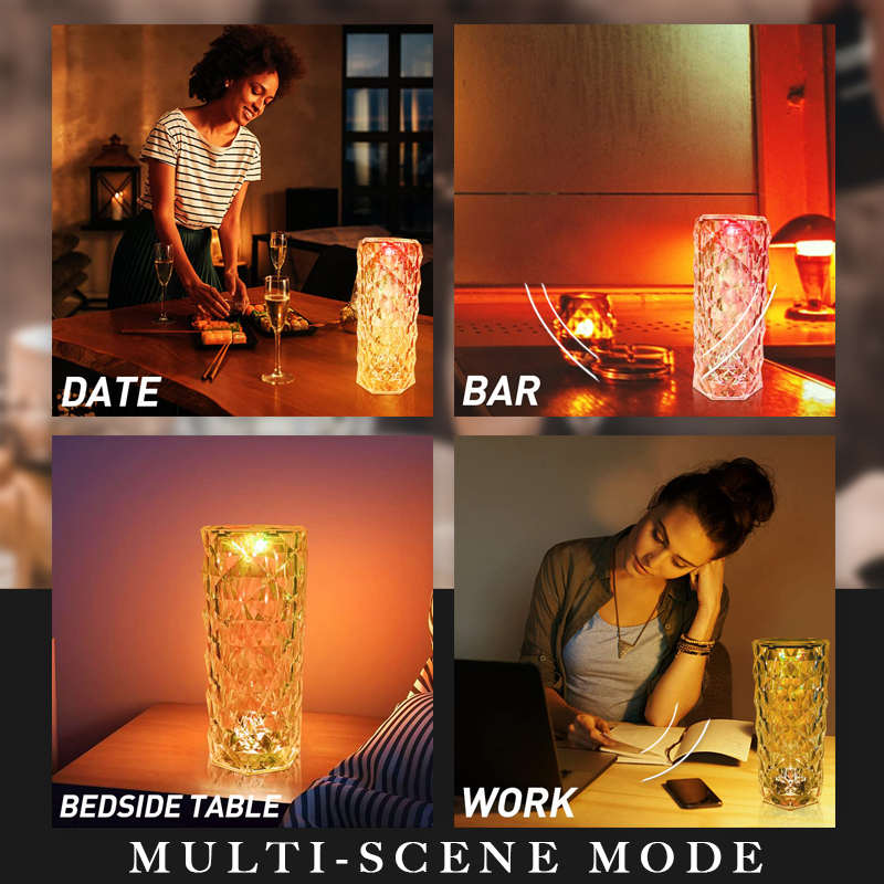 Romanttinen väriä vaihtava kristalliruusuvalo