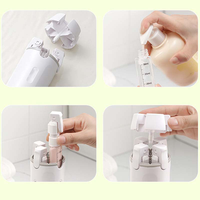 4-in-1 Reisflesjes Set voor Handbagage - Lekvrije Siliconen Reisflessen