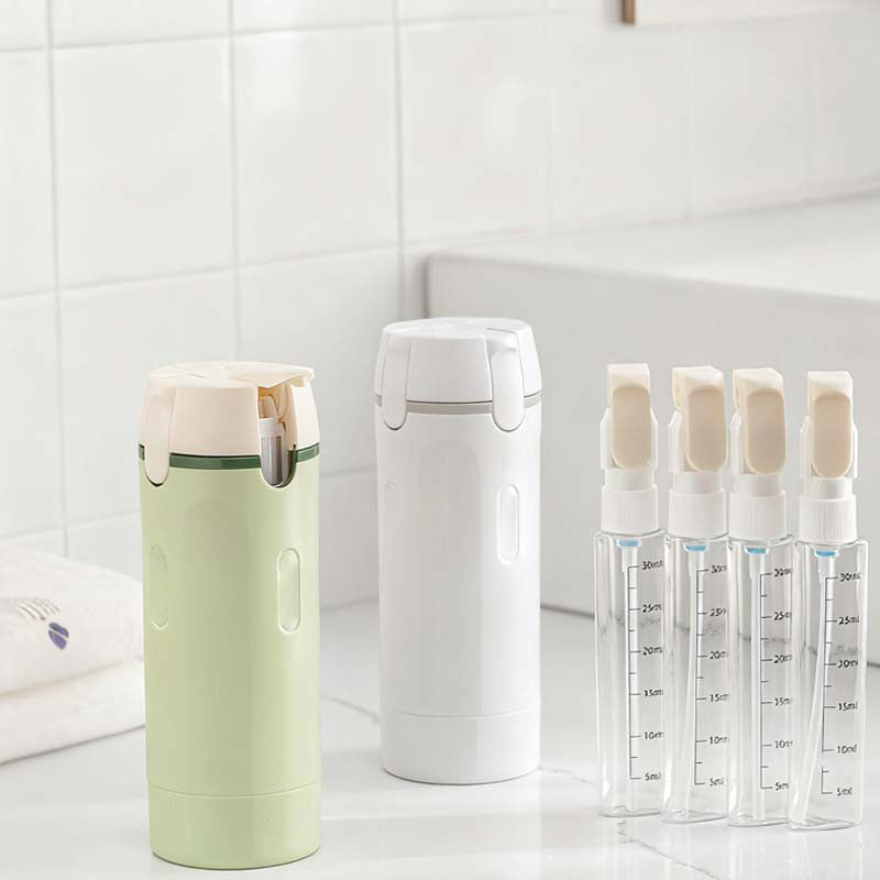 4-in-1 Reisflesjes Set voor Handbagage - Lekvrije Siliconen Reisflessen