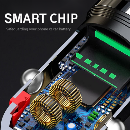 Autolaturi, jossa on USB-C- ja USB-A-pikaliitin