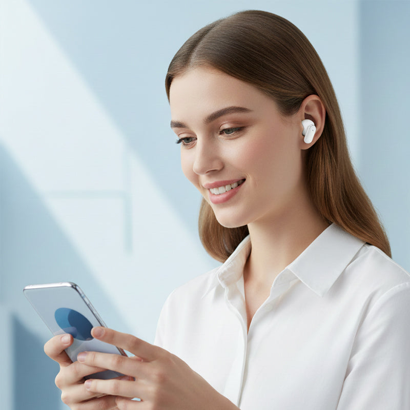 4-in-1 langattomat nappikuulokkeet LED-virtapankkikotelolla