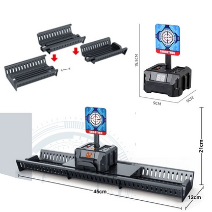 Interaktiivinen ammuntapeli liikkuvilla maaleilla ja automaattisella nollauksella