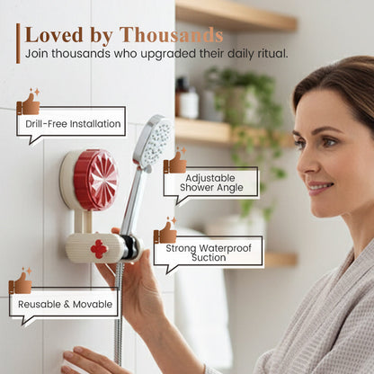 Kylpyhuoneen itsekiinnittyvä suihkuteline