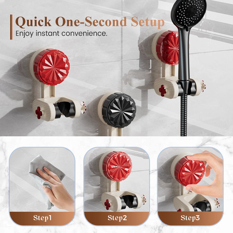 Kylpyhuoneen itsekiinnittyvä suihkuteline