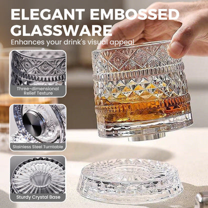 💎🥃Roterend Whiskyglas 360° – Luxe Kristalglas Draaibaar Tumbler Glas