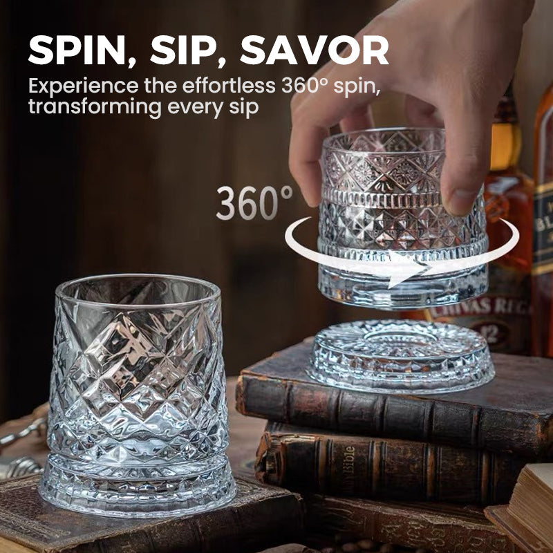 💎🥃Roterend Whiskyglas 360° – Luxe Kristalglas Draaibaar Tumbler Glas