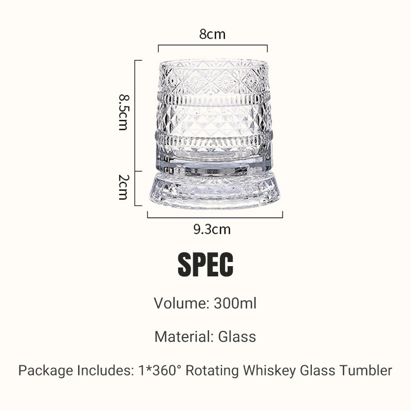 💎🥃Roterend Whiskyglas 360° – Luxe Kristalglas Draaibaar Tumbler Glas