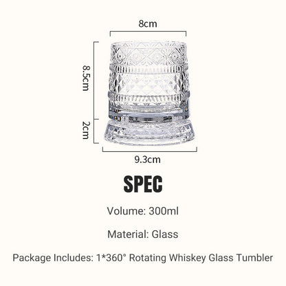 💎🥃Roterend Whiskyglas 360° – Luxe Kristalglas Draaibaar Tumbler Glas