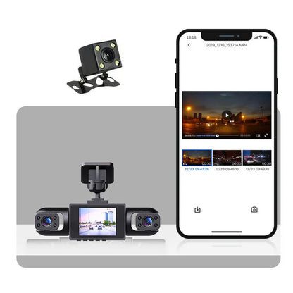 Professionele 360° Dashcam - 4 Lenzen voor Volledig Zicht - Full HD Nachtzicht & Lusopname