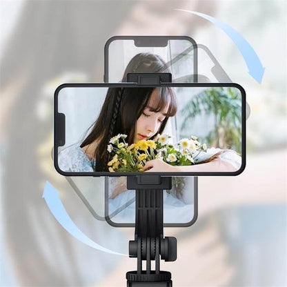 6-in-1 Selfiestick Statief met Licht - Bluetooth Tripod met Afstandsbediening (Voor iPhone & Android).