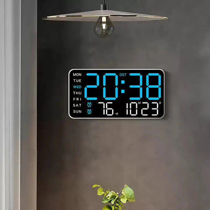 Grote Digitale Wandklok met LED Display – Moderne Elektronische Klok met Datum en Temperatuur