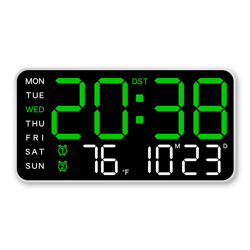 Grote Digitale Wandklok met LED Display – Moderne Elektronische Klok met Datum en Temperatuur