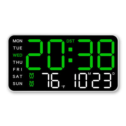 Grote Digitale Wandklok met LED Display – Moderne Elektronische Klok met Datum en Temperatuur