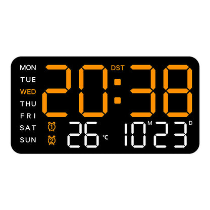 Grote Digitale Wandklok met LED Display – Moderne Elektronische Klok met Datum en Temperatuur