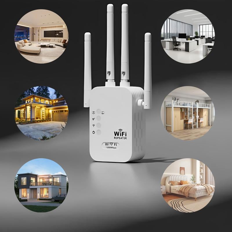 WiFi Versterker 1200 Mbps - Dual Band Repeater (5GHz & 2.4GHz) - Met Ethernetpoort & WPS.