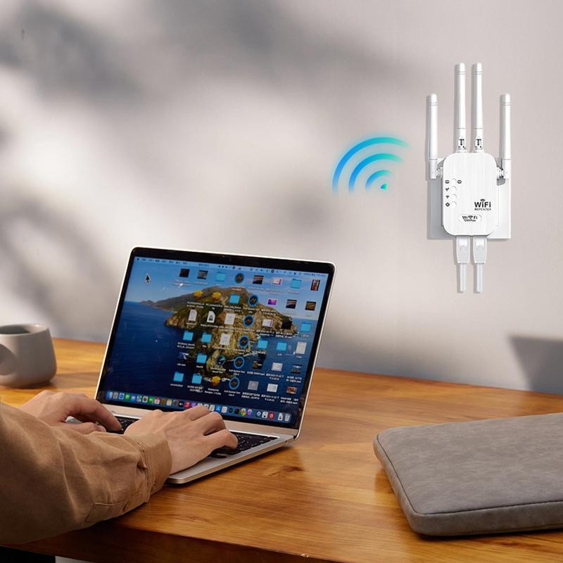 WiFi Versterker 1200 Mbps - Dual Band Repeater (5GHz & 2.4GHz) - Met Ethernetpoort & WPS.