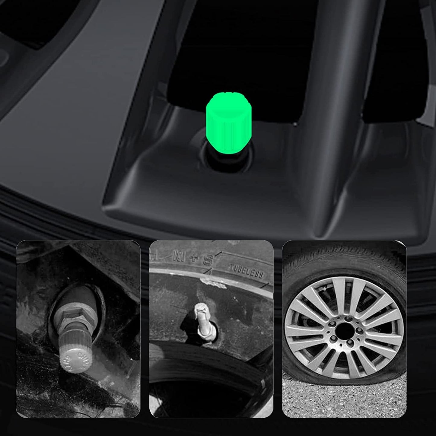 Glow in the Dark Ventieldopjes - Lichtgevend - Voor Fiets, Auto & Motor