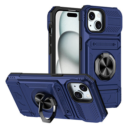 Schokbestendig iPhone-hoesje met pashouder en geïntegreerde ringhouder