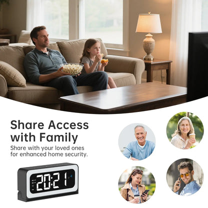 Slimme digitale klokcamera, ondersteunt dual-band wifi (5 GHz en 2,4 GHz) | Veilig bewakingssysteem voor thuis met realtime-monitoring