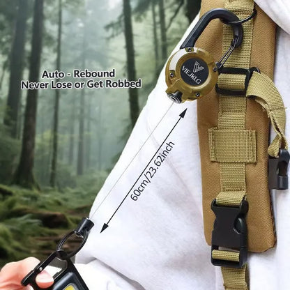Uittrekbare sleutelhanger met karabijnhaak - 65 cm staalkabel, lichtgewicht en duurzaam