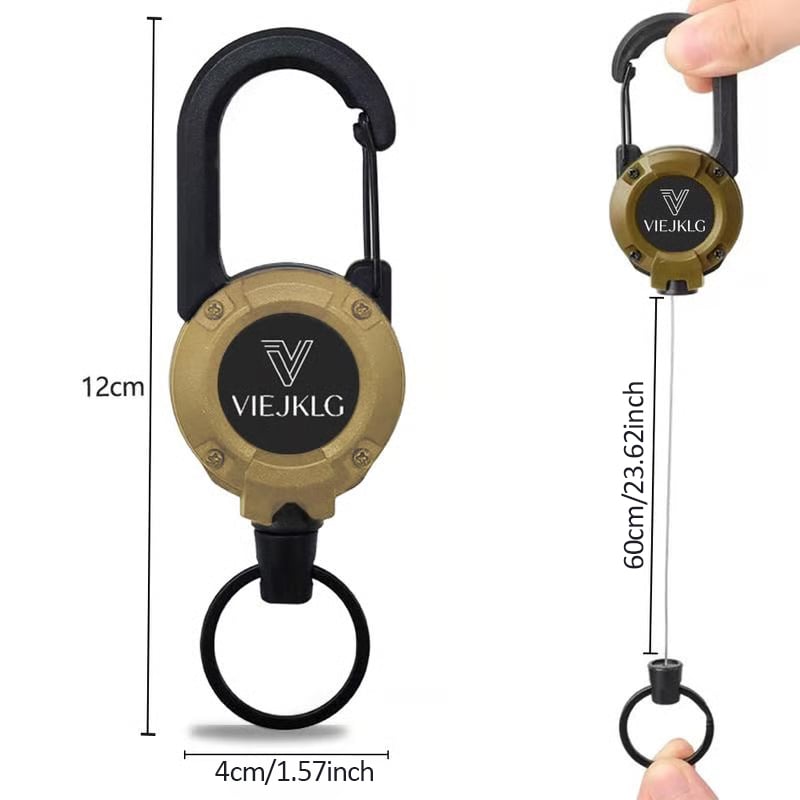 Uittrekbare sleutelhanger met karabijnhaak - 65 cm staalkabel, lichtgewicht en duurzaam