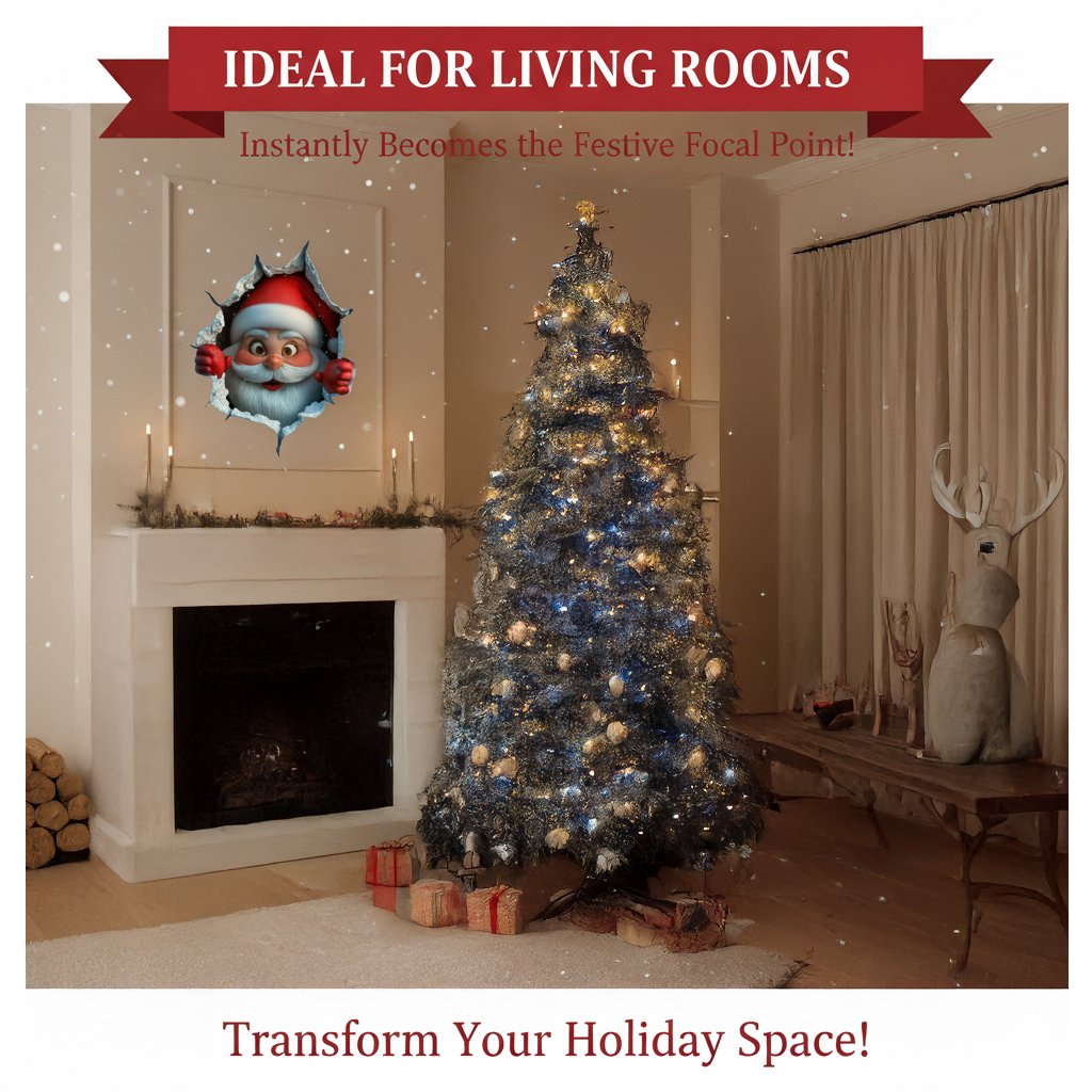 3D kerstmuurstickers, 1 set (2 stuks) | Creëer een kerstsfeer in één minuut