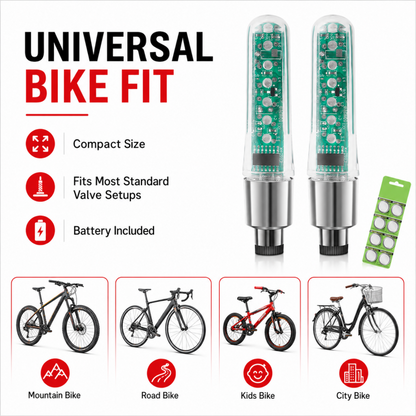Waterdichte ventielverlichting voor de fiets