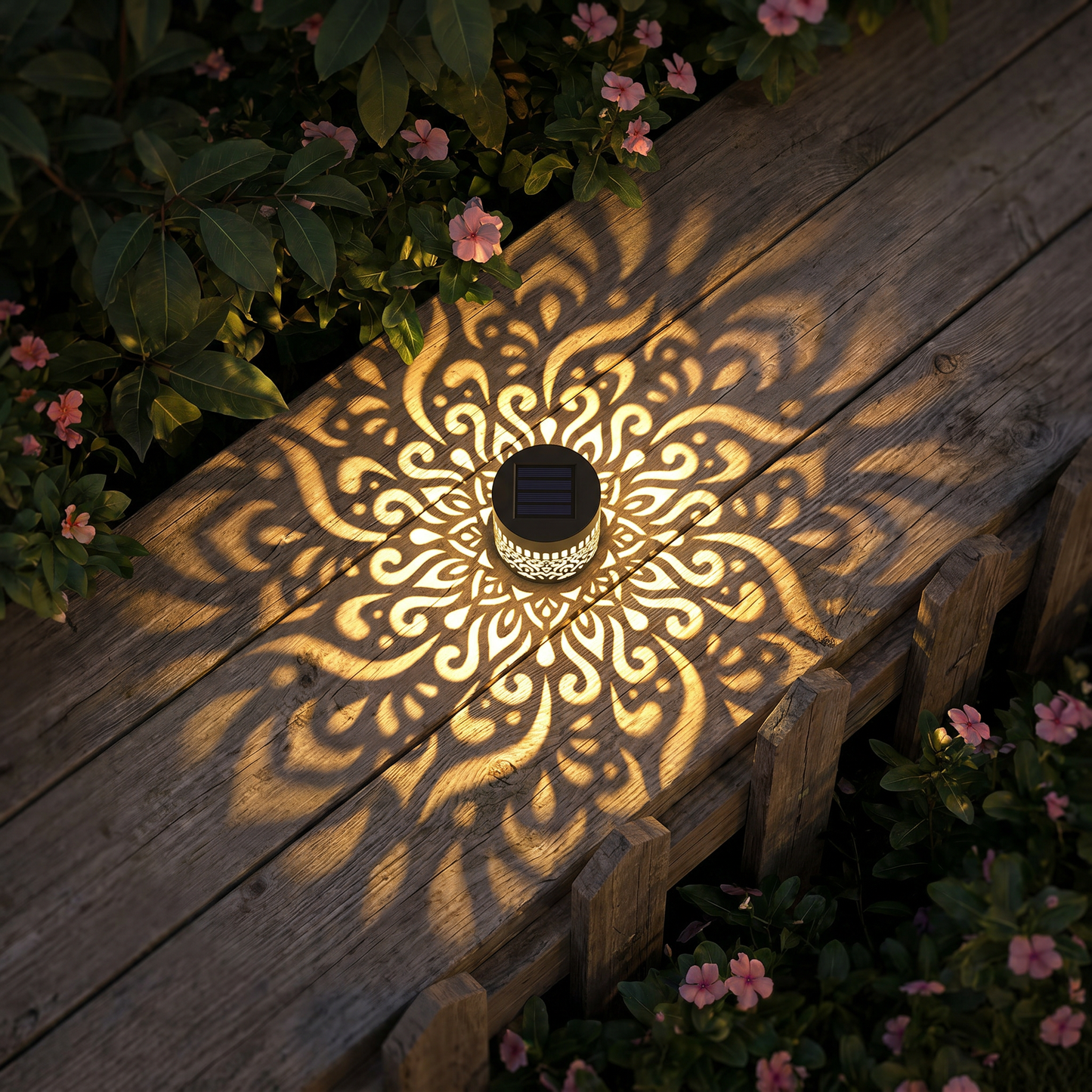 Kleurrijke Solar Mandala Tuinverlichting – Waterdichte LED Wandlamp met Projectie-effect voor Buiten