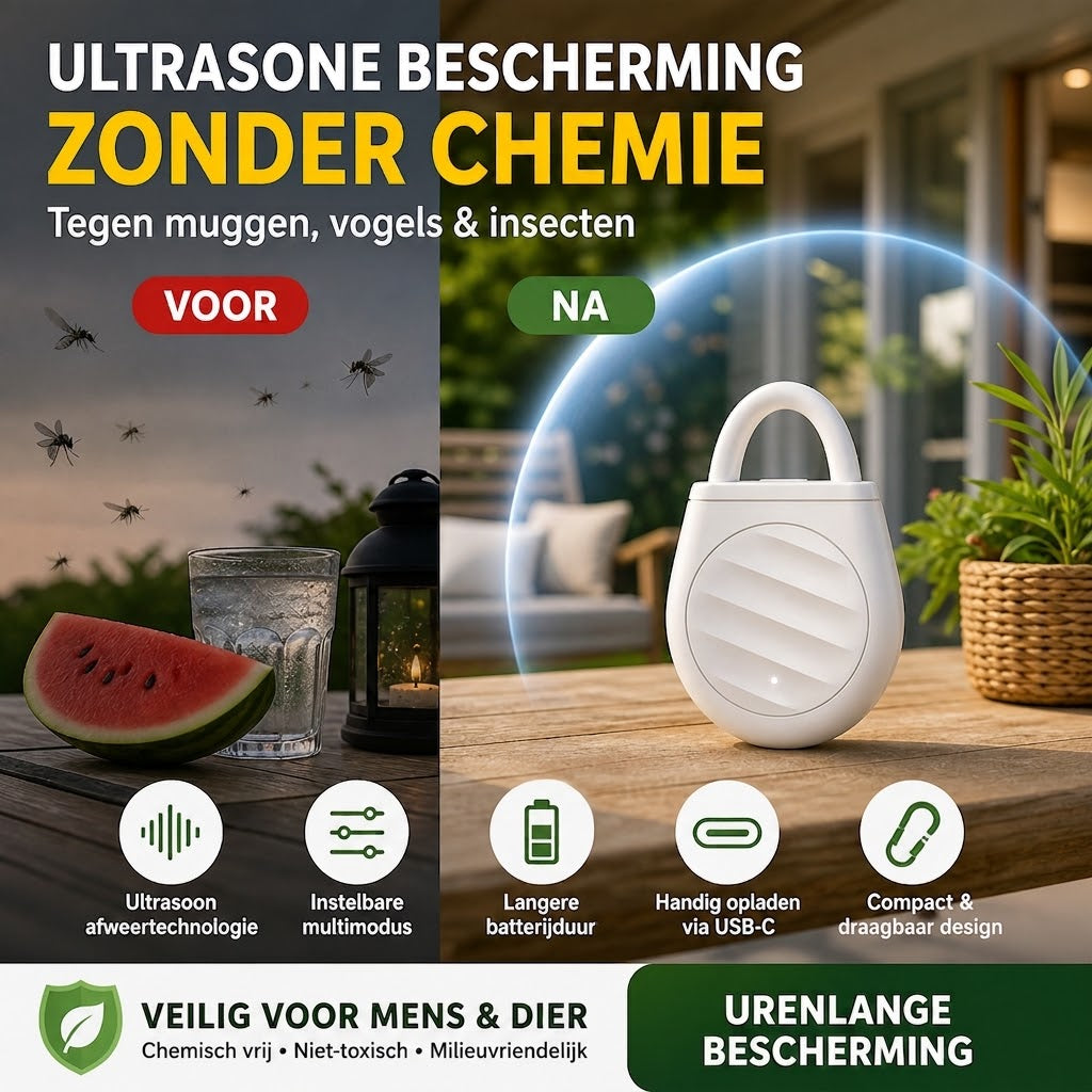 🐦Maak je nooit meer zorgen over vogels, ongedierte en sprinkhanen! Draagbare ultrasone vogelverjager in sleutelhangerontwerp.