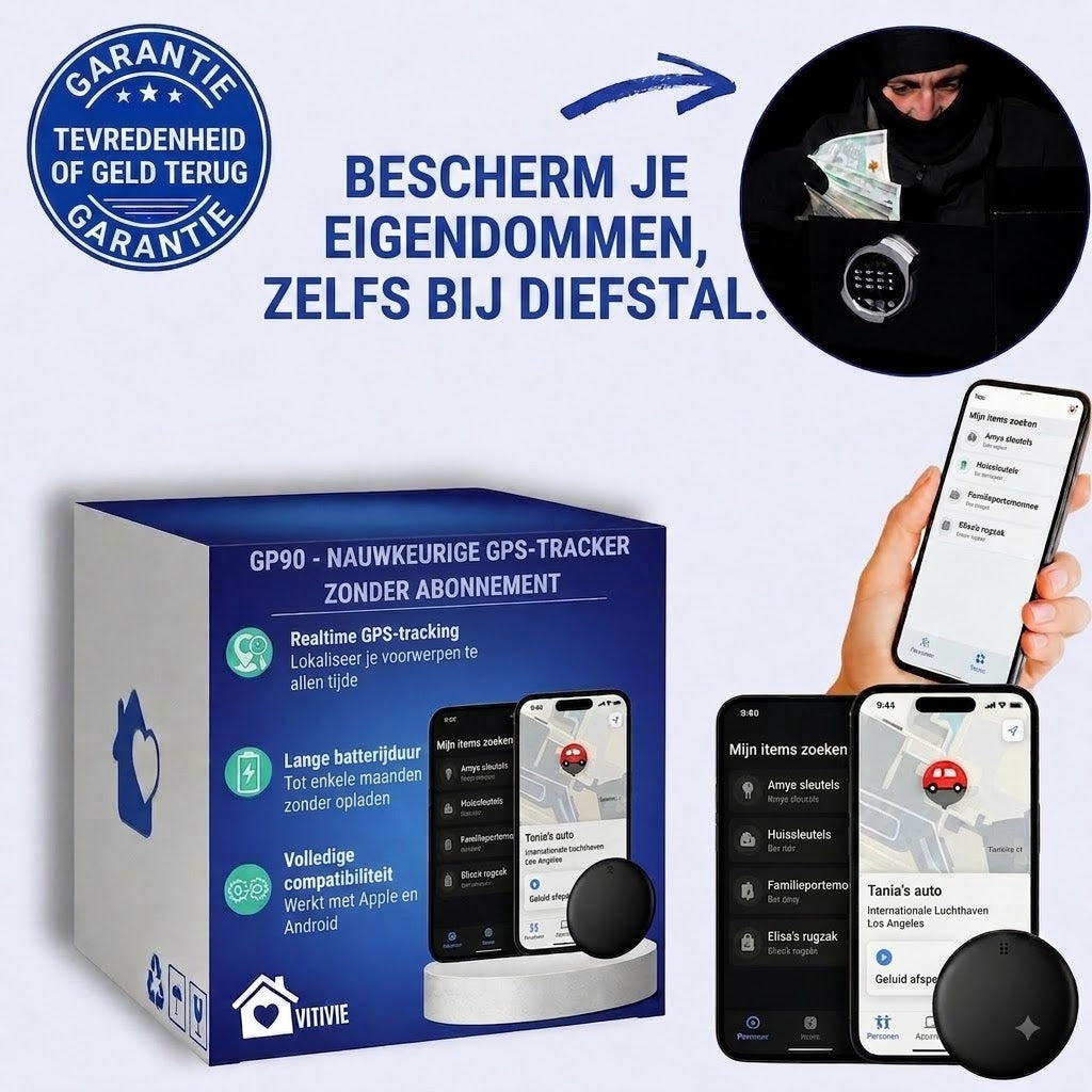 GP90 – Nauwkeurige GPS-tracker zonder abonnement (Android/iOS)
