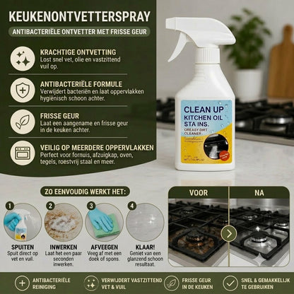 Ontvettingsspray voor de keuken – Antibacterieel en ontvettend, frisse geur.